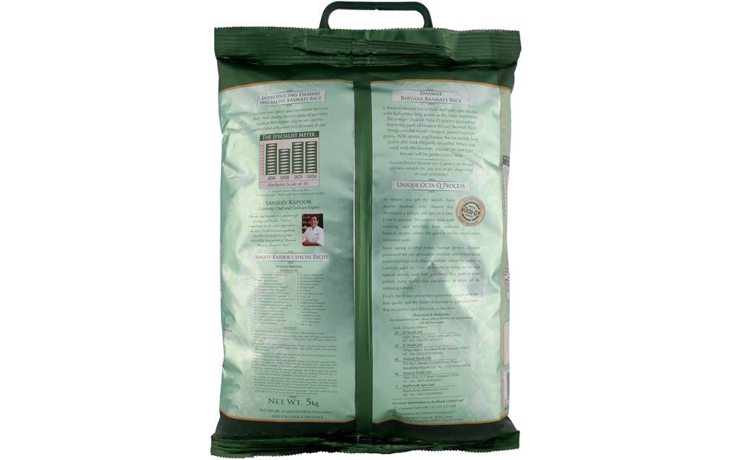 Daawat Biryani Basmati Rice    Pack  5 kilogram
